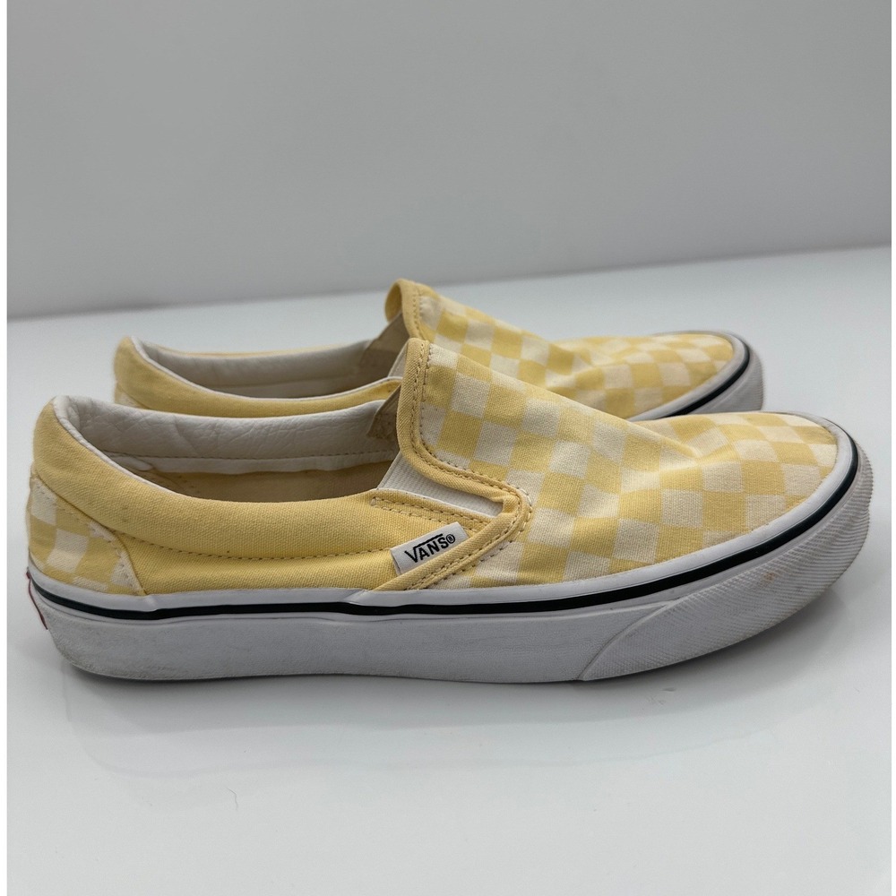Vans Classic Slip-On Yellow Checkerboard Skate Shoes Mens 6.5 Womens 8.0
